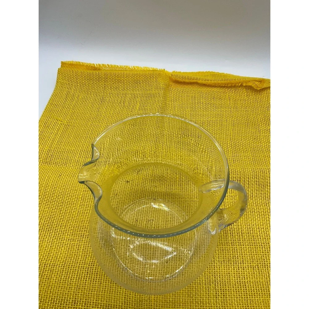Vintage Glass Pitcher Unisex OS Clear Hand Blown Ice Lip Serving Carafe